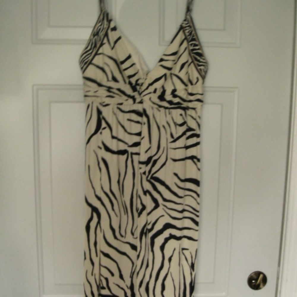 Elie Tahari "Renee" Navy White Silk Summer Dress L